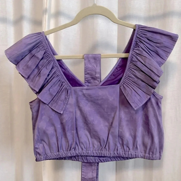 Cotton Ruffled V-Neck Sleeveless Blouse, Size  S - Picture 5 of 5